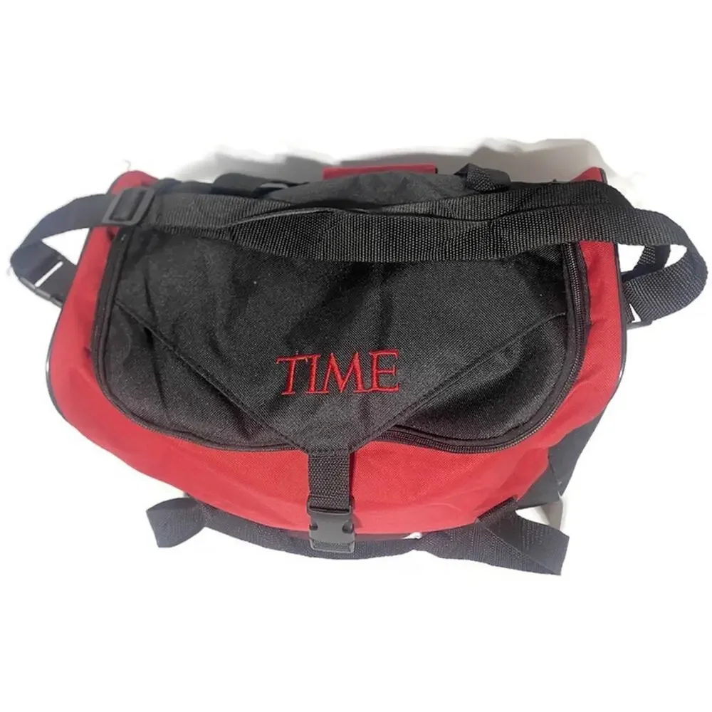 Time Magazine Duffel Bag Red Black Small Gym Overnight Carry On Bag 14 x 11 x 8